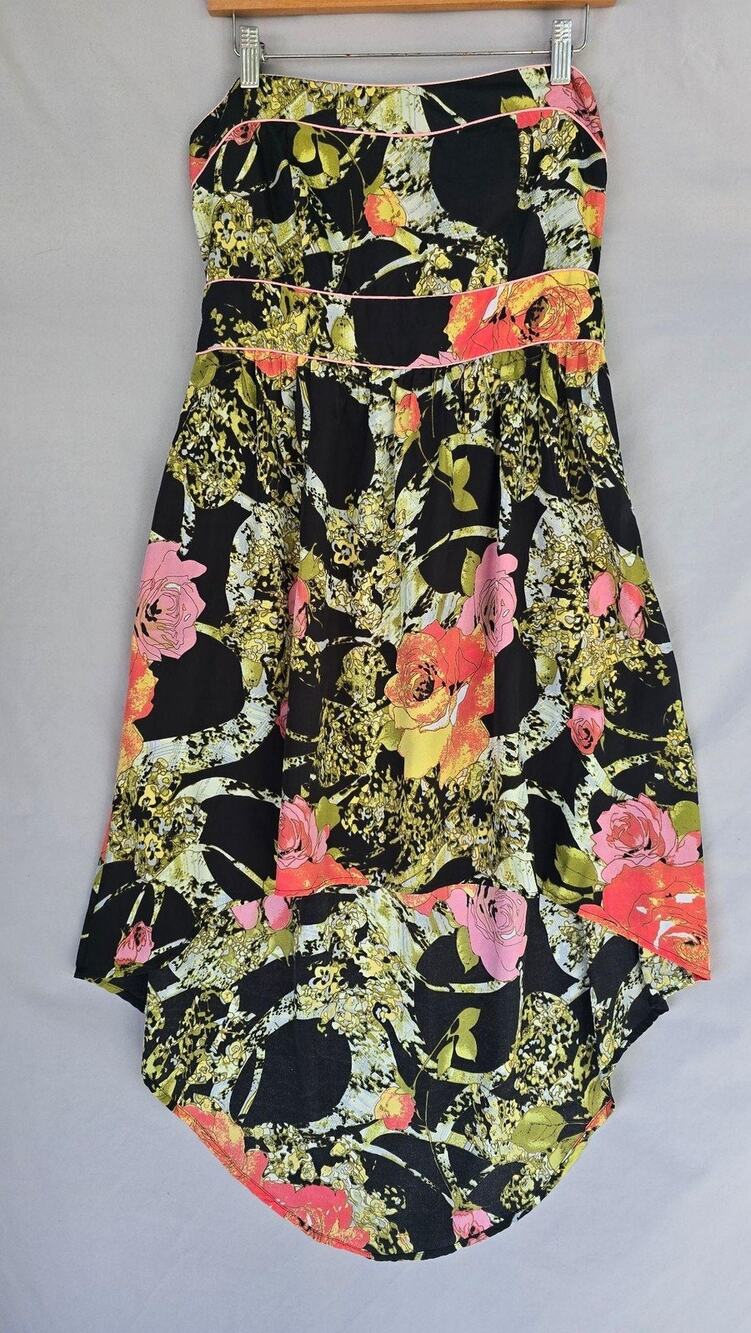 American Rag Cie Dress Womens Large Floral Strapless Hi Low Fit & Flare Sundress